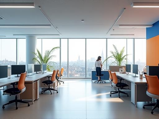 Bright and modern open-plan office space at Innovazione Accademica in Bologna
